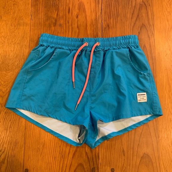 mosmann Pants - Mosmann Womens Shorts XS Blue  Stripped Volley Drawstring Athleisure